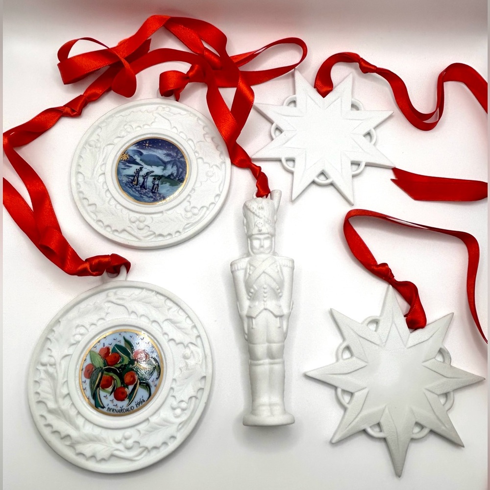 Bernardaud Limoges Porcelain Christmas Ornament Bundle – Set of 5 with Boxes